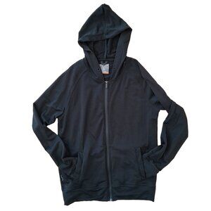 Icebreaker Women's Merino Wool Black Hooded Zip Front Jacket Small
